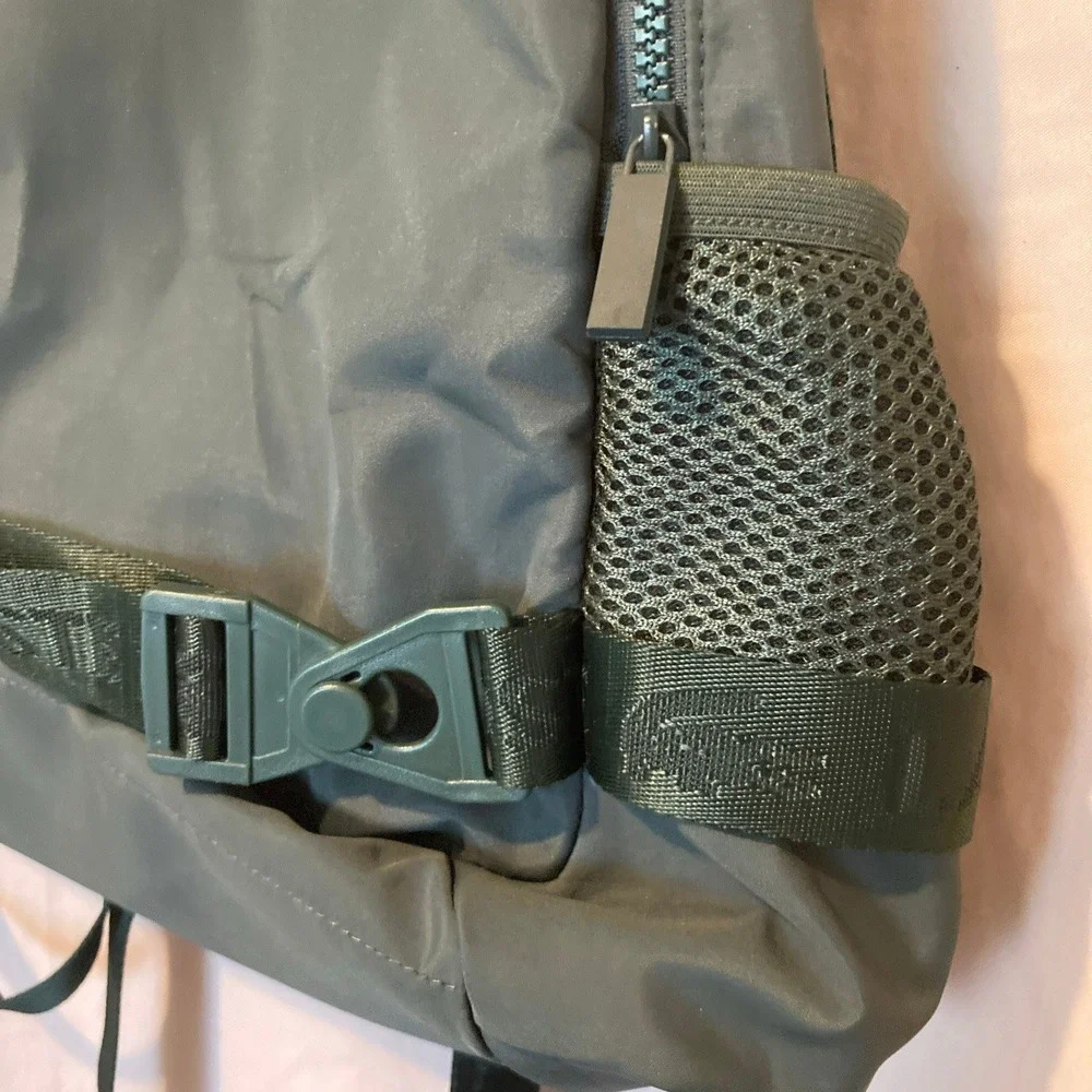 Lacoste Green Recycled Polyester Backpack Logo Straps Buckle Daypack Bag